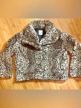Vine & Valley Faux Leopard Fur Jacket Size Large New